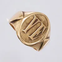 Ring, Ø19,5mm, bredde 3-18,5mm, monogram, 14K Vekt: 11,5 g