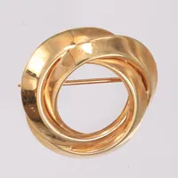 Brosje, diameter 25mm, 14K Vekt: 3,2 g