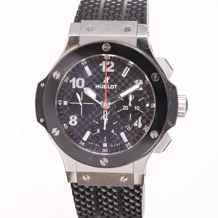 Herreur Hublot Big Bang , chronograph Black Magic Carbon, 44mm 301.SB.131.RX, automatisk, gummirem, sertifikat, uten boks