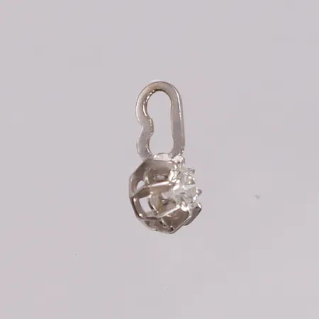 Anheng diamant 1 x ca 0,25ct, 7x13mm, hvitt gull, 14K Vekt: 0,6 g