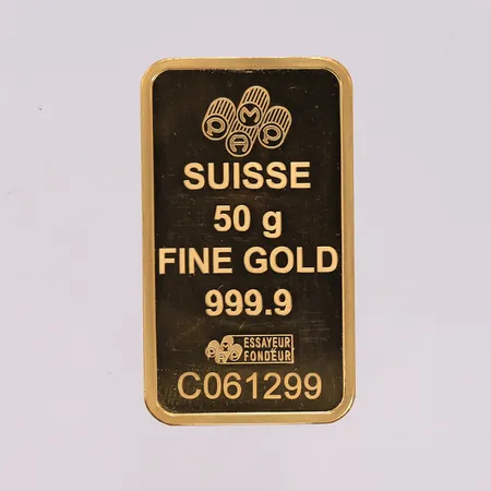 Gullbarre Suisse Fine Gold 999,9, 24K Vekt: 50 g