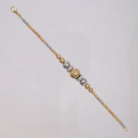 Armbånd med kuler, tofarget, lengde 17cm, bredde 3-10,7mm, 18K Vekt: 9,7 g