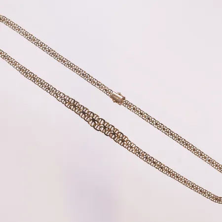 Halskjede X-lenke med stav, lengde 44cm, bredde 5-9mm, 14K Vekt: 14,1 g Kontakt Lånekontoret for frakt