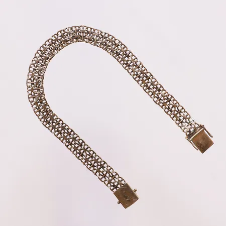 Armbånd X-lenke med stav, lengde 21cm, bredde 9mm, 14K Vekt: 13 g Kontakt Lånekontoret for frakt