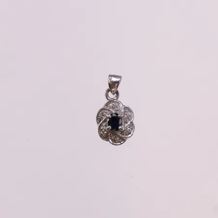 Anheng med  diamanter og blå sten, 10x8mm, 14K Vekt: 1,4 g Kontakt Lånekontoret for frakt
