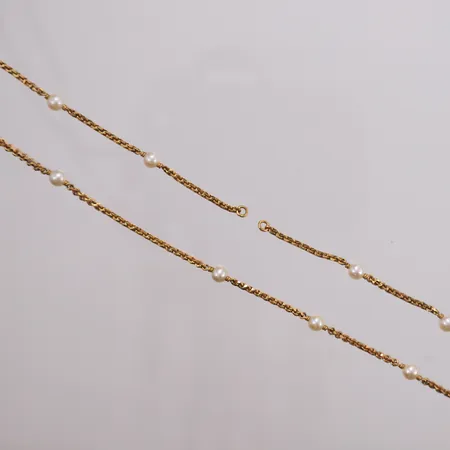 Halskjede med perler, mangler lås, 51 cm, bredde 1,8 mm, 21K. Vekt: 16,8 g Kontakt Lånekontoret for frakt