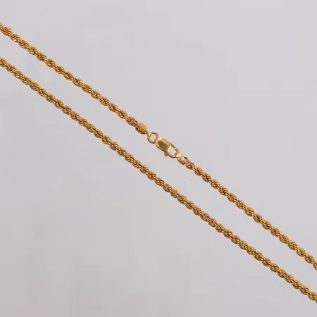 Kjede, cordell, lengde 45 cm, bredde 2,5 mm, 22K Vekt: 4,9 g Kontakt Lånekontoret for frakt