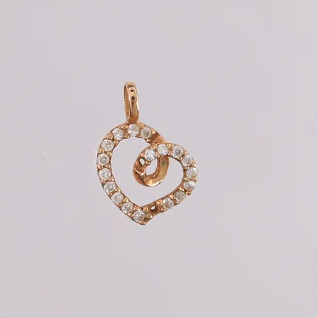 Anheng hjerte med blanke stener (2 mangler), 14x10mm, 18K Vekt: 0,7 g Kontakt Lånekontoret for frakt