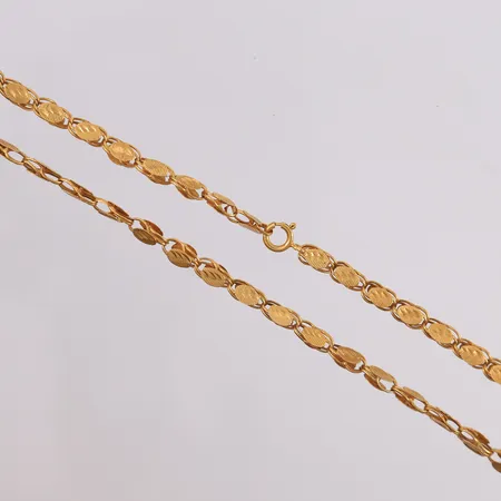 Halskjede, lengde 48cm, bredde 3,2- 4,5mm, 21K Vekt: 14,2 g