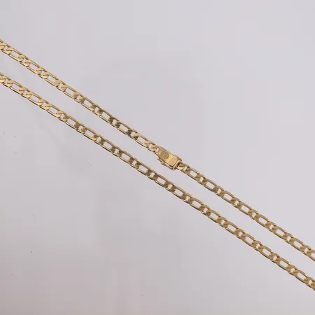 Kjede, lengde 60cm, bredde 4,7- 6,7mm, 14K Vekt: 27,5 g Kontakt Lånekontoret for frakt