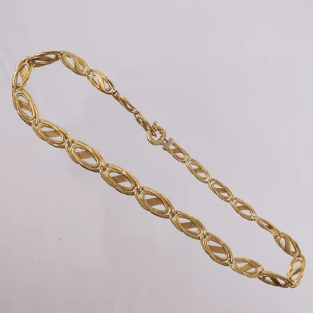 Kjede, lengde 38cm, bredde 3,7- 11mm, 18K Vekt: 16,4 g