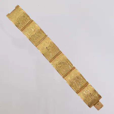 Armbånd, lengde 17cm, bredde 22mm, 20K Vekt: 34,7 g Kontakt Lånekontoret for frakt