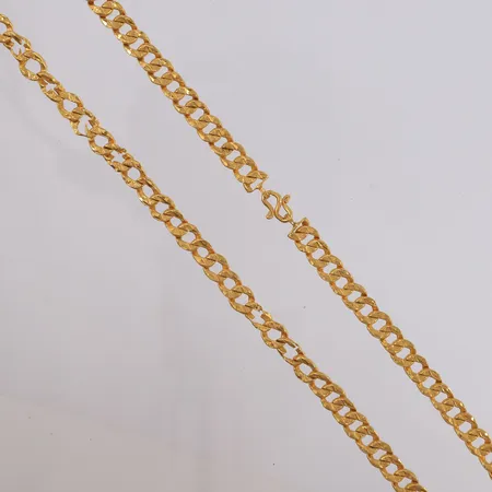 Kjede Panser thaigull, lengde 64cm, bredde 7,2mm, 23K, vekt = 2 baht Vekt: 30,4 g. Tynnslitt noen steder. Kontakt Lånekontoret for frakt