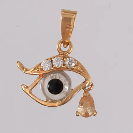 Anheng "øye" med blanke stener, 19x15mm, 18K Vekt: 1,3 g Kontakt Lånekontoret for frakt