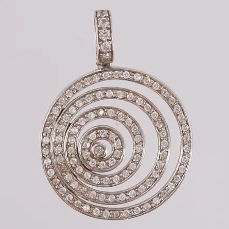 Anheng med blanke stener, 32x24mm, hvitt gull, 14K Vekt: 4,6 g Kontakt Lånekontoret for frakt