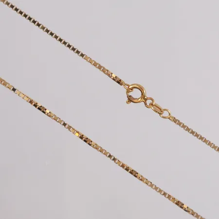 Kjede Veneziansk, lengde 40cm, bredde 1,3mm, 14K Vekt: 4,9 g Kontakt Lånekontoret for frakt