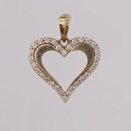 Anheng hjerte med blanke stener, 19x16mm, 14K Vekt: 1,5 g Kontakt Lånekontoret for frakt