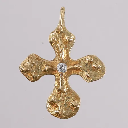 Anheng kors med diamant (1 x ca. 0,10ct), David-Andersen, merket copy Norway, 35x28mm, 14K Vekt: 6,7 g Kontakt Lånekontoret for frakt