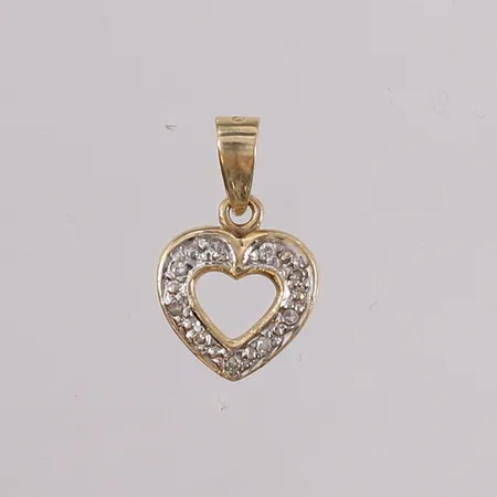 Anheng hjerte med 9 små diamanter, 15x10mm, 14K Vekt: 0,6 g Kontakt Lånekontoret for frakt