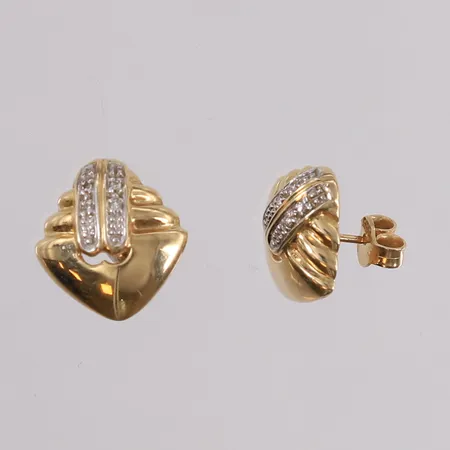 Ett par øredobber med 8 små diamanter, 12x12mm, 14K Vekt: 4,9 g Kontakt Lånekontoret for frakt