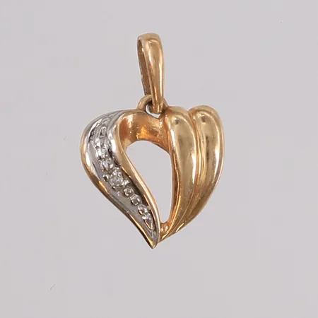 Anheng med én liten diamant, to-farget, 16x11mm, 14K Vekt: 0,8 g Kontakt Lånekontoret for frakt
