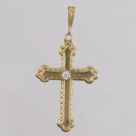 Anheng kors med rotérbar diamant (1 x ca. 0,10ct), 44x22mm, 14K Vekt: 1,9 g Kontakt Lånekontoret for frakt