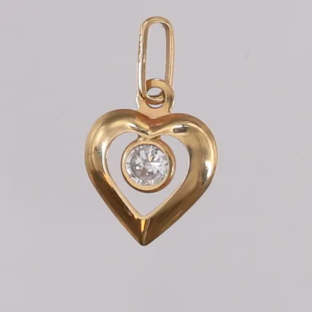 Anheng hjerte med blank sten, 20x12mm, 14K Vekt: 0,6 g Kontakt Lånekontoret for frakt