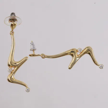 Ett par øredobber med blanke stener, 40x14mm, 14K Vekt: 2,2 g Kontakt Lånekontoret for frakt
