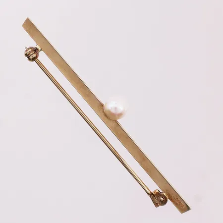 Slipsnål med perle, lengde 6cm, bredde 2,7mm, 14K Vekt: 4 g Kontakt Lånekontoret for frakt