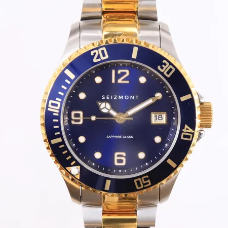 Armbåndsur Seizmont David Tide, ø42mm, stål, safirglass, dato, selvlysende visere, boks og yttereske, fin tilstand.  Kontakt Lånekontoret for frakt