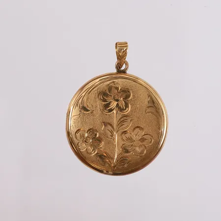 Anheng, medaljong, ø32mm, høyde 40mm, 14K.  Vekt: 8,7 g Kontakt Lånekontoret for frakt