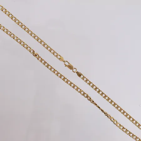 Halskjede, panser, lengde ca 47mm, bredde ca 4mm, italienske stempler, 18K.  Vekt: 21,2 g Kontakt Lånekontoret for frakt