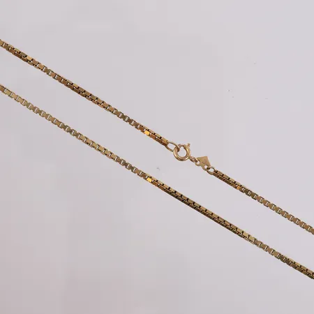 Halskjede, veneziansk, lengde 40cm, bredde 2mm, 14K.  Vekt: 10,7 g Kontakt Lånekontoret for frakt