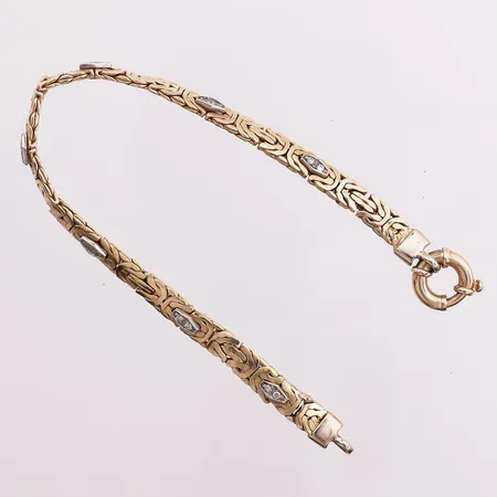 Armbånd med blanke stener, lengde 20,4cm, bredde 5,5mm, 14K  Vekt: 10,9 g Kontakt Lånekontoret for frakt