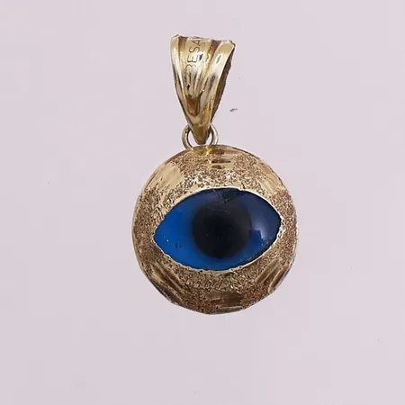 Anheng med blå glass, 20x11mm, 14K Vekt: 1,4 g Kontakt Lånekontoret for frakt