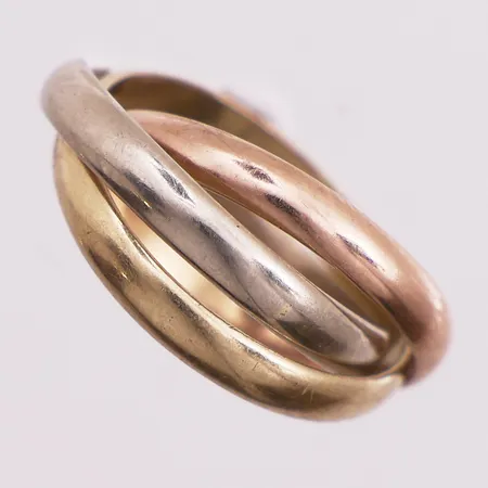 Flettering to farget,  ø 16mm,  bredde 3,5mm, 14K  Vekt: 5,2 g Kontakt Lånekontoret for frakt