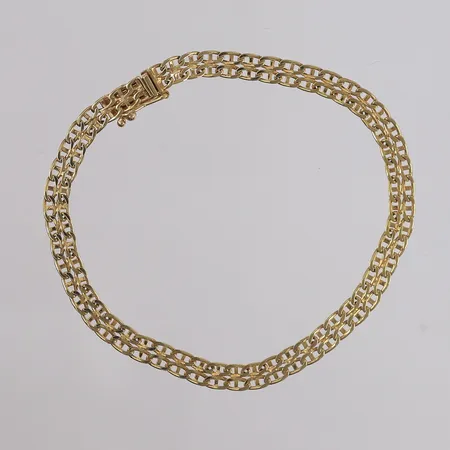 Armbånd X-lenke med stav, lengde 18,5cm, bredde 4,7mm, 14K Vekt: 5,2 g Kontakt Lånekontoret for frakt