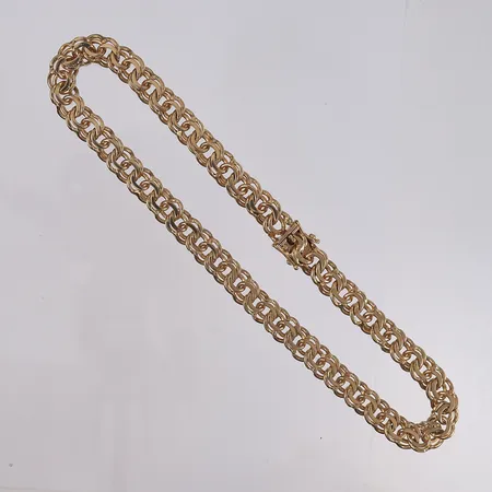 Kjede Bismarck (flatt), lengde 46cm, bredde 11,8mm, 18K Vekt: 130,6 g Kontakt Lånekontoret for frakt