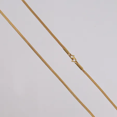 Kjede, lengde 45cm, bredde 1,7mm, 22K Vekt: 7,9 g Kontakt Lånekontoret for frakt