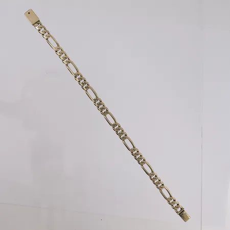 Armbånd Figaro, lengde 20,5cm, bredde 6,6- 7,6mm, defekt/upraktisk lås, 14K Vekt: 20,5 g Kontakt Lånekontoret for frakt