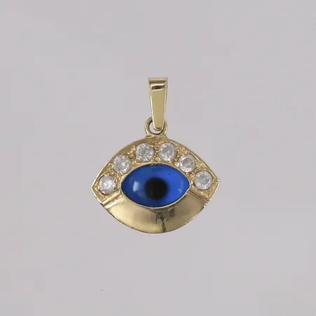 Anheng øye med blanke stener, 19x16mm, 14K Vekt: 1,9 g Kontakt Lånekontoret for frakt
