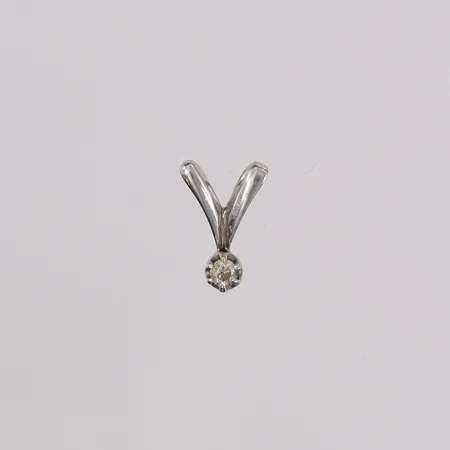 Anheng med diamant (1 x ca. 0,10ct), 13x8mm, hvitt gull, 14K Vekt: 0,7 g Kontakt Lånekontoret for frakt