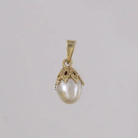 Anheng med oval perle, 18x8mm, 14K Vekt: 1,1 g Kontakt Lånekontoret for frakt