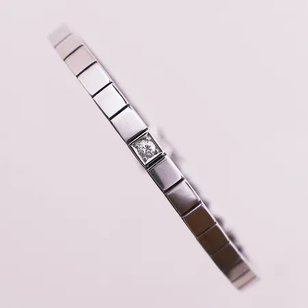 Armbånd med diamant, 1x ca 0,10ct, lengde 17cm, bredde 4,5mm, 14K Vekt: 21,8 g Kontakt Lånekontoret for frakt