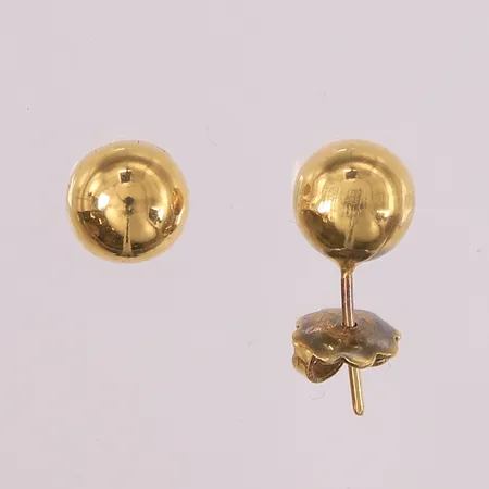 Ett par øredobber (én stopper mangler), ø8mm, 18K Vekt: 2,5 g Kontakt Lånekontoret for frakt