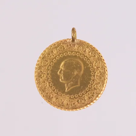 Anheng mynt, Atatürk, ø22mm, år 2022, hempe er ikke gull, 22K Vekt: 3,5 g Kontakt Lånekontoret for frakt