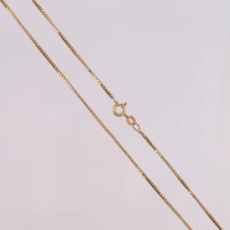 Kjede Veneziansk, lengde 39cm, bredde 1,2mm, 14K Vekt: 4,1 g Kontakt Lånekontoret for frakt