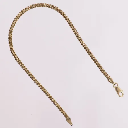 Armbånd, lengde 18cm, bredde 2,2mm, 14K  Vekt: 4,3 g Kontakt Lånekontoret for frakt