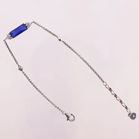 Armbånd med blå sten, lengde 20,3cm, bredde 5mm, 925S Vekt: 3,1 g Kontakt Lånekontoret for frakt