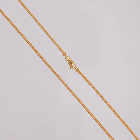 Kjede, lengde 50cm, bredde 1,7mm, 22K Vekt: 9,1 g Kontakt Lånekontoret for frakt